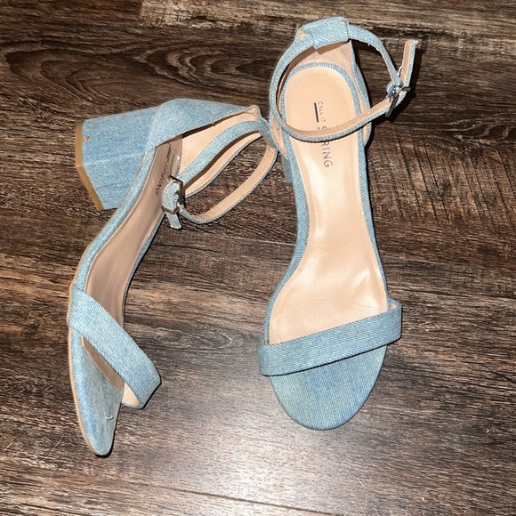 Call It Spring Denim Blue Heeled Sandals - Picture 2 of 4